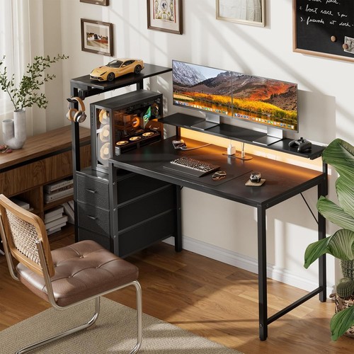 Gaming computer desk with led - computer,